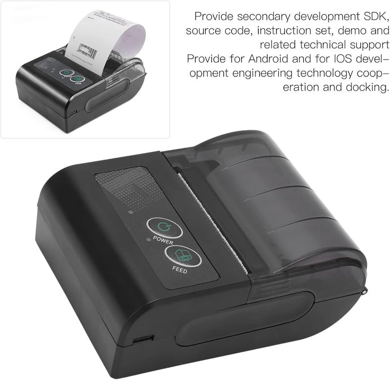 woobles Bluetooth Receipt Printer Portable Label Receipt Thermal Printer Wireless Bill Printer for Shop Supermarkets Restaurants(US) - Image 4